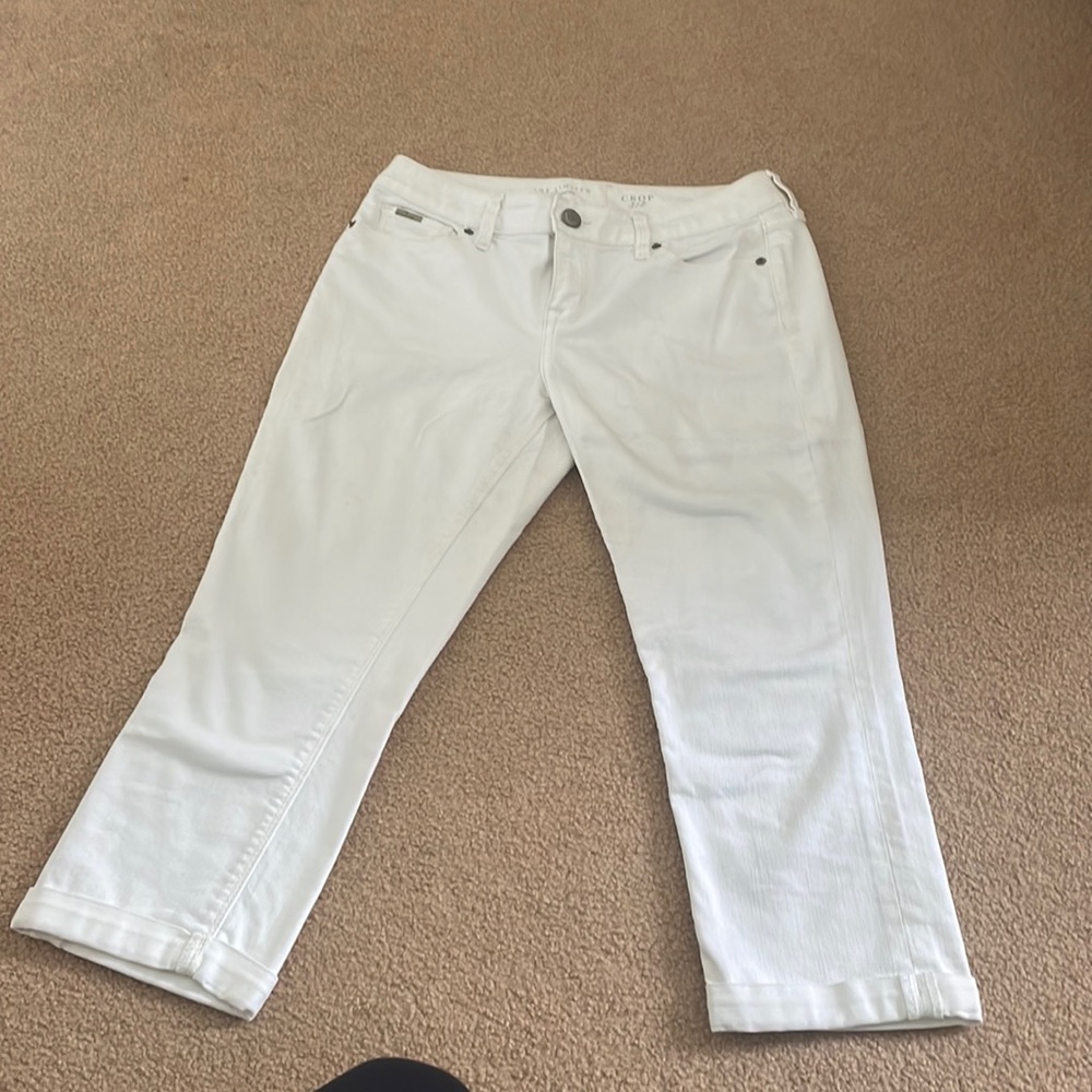 The Limited Denim white capri pants